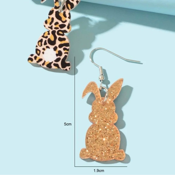 Funky Cheetah Print Bunny Earrings - Picture 3 of 3